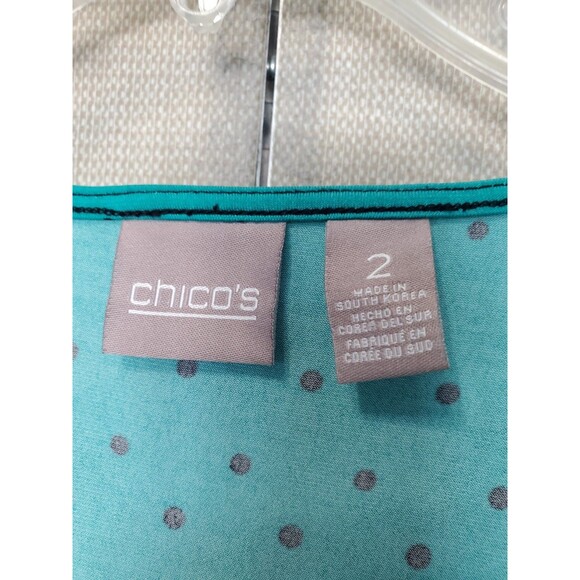 Chico's Green w/Black Dots  Long Sleeve Stretchy Tunic Size 2 Large - Picture 3 of 5